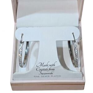 Sofia James Swarovski Crystals Hoop Earrings Fine Silver Plated Hinged Backs New